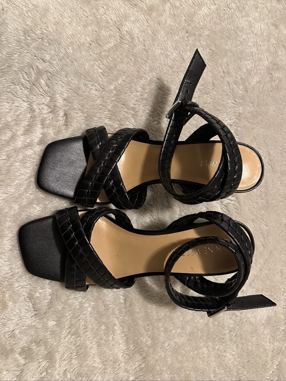 Nine West Women's Black Strappy Block Heel Sandals US 10 M